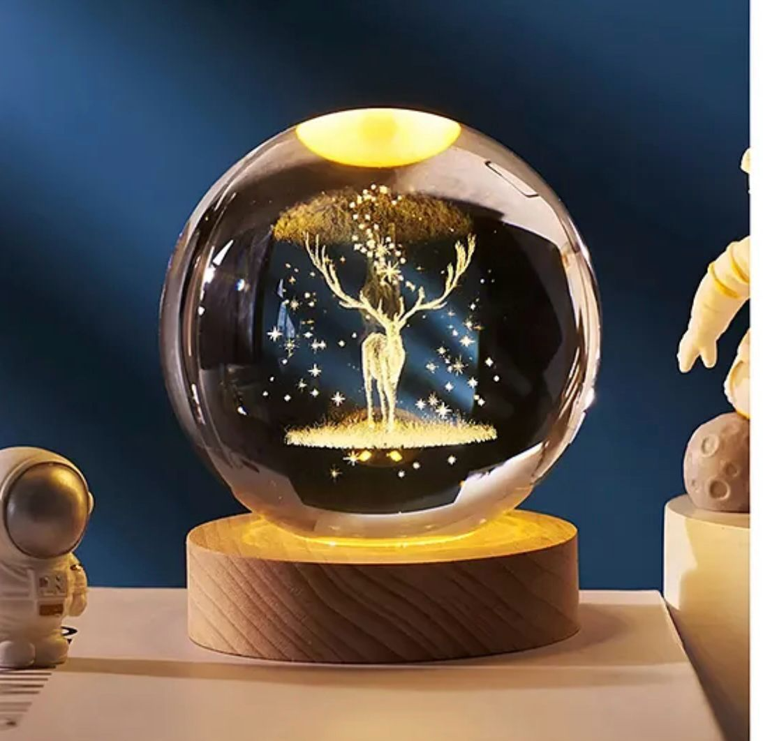 3D Crystal Ball lamps With Base (1 Pc / Mix Design)