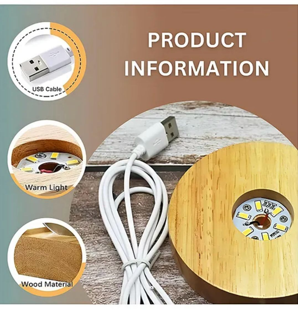 3D Crystal Ball lamps With Base (1 Pc / Mix Design)